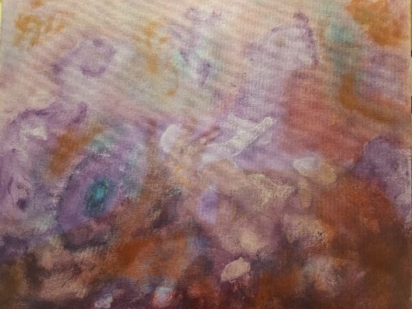 Textured abstract pastel painting with purple hues